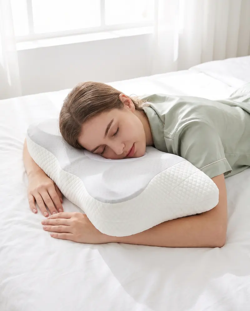 On your stomach: a person sleeping on the Cerivelle pillow